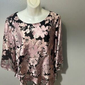 Alex Evenings scoop neck pink and black top size extra large